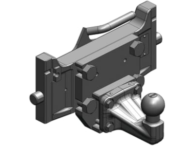 scharmüller Kugeleinsatz "ISO 50" mit Adapterplatte W330, 330/25/32 mm, schwarz, Traktor John Deere und Valtra ab Bj. 01 mit Anhängebock für PKW-Anhängekupplung, 07.7330.04-A02