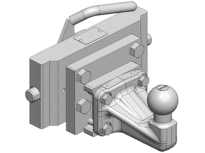 scharmüller Kugeleinsatz "ISO 50" mit Adapterplatte W241, 241/22/30 mm, Fendt grau, Traktor mit Anhängebock für PKW-Anhängekupplung, 03.6241.03-A11