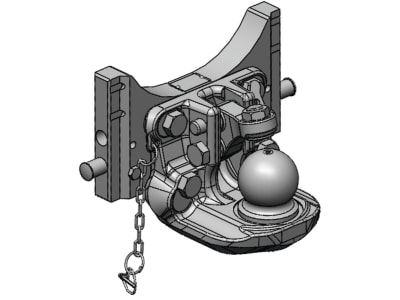 scharmüller Kugeleinsatz "K80®" mit Adapterplatte W311 zur Untenanhängung bei Weitwinkelzapfwellenbetrieb, 311/22/30 mm, schwarz, für Traktor mit Anhängebock, 03.6311.44-A02