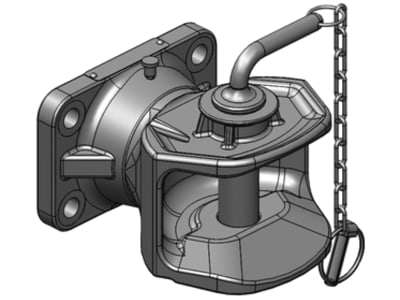 scharmüller Zugmaul "K1" mechanisch, drehbar, mit Flansch B x H 140 x 80 mm, Ø Bolzen 31 mm, schwarz, für Adapterplatte Anhängebock Traktor, 05.1405.01-A02