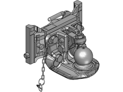 scharmüller Kugeleinsatz "K80®" mit Adapterplatte W311 zur Obenanhängung, 311/22/30 mm, Fendt grau, für Traktor mit Anhängebock, 05.6311.420-A11