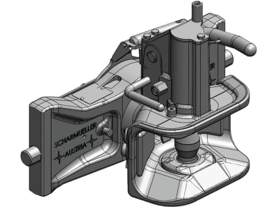 scharmüller Zugmaul Standard, automatisch mit Adapterplatte W390, 390/25/32 mm, Ø Bolzen 38 mm, schwarz, für Traktor mit Anhängebock, 07.3903.292-A02