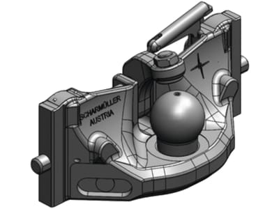 scharmüller Kugeleinsatz "K80®" mit Adapterplatte W390, 390/25/32 mm, schwarz, für Traktor mit Anhängebock, 05.6390.46-A02