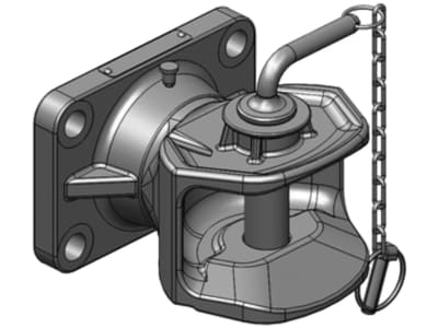 scharmüller Zugmaul "K1" mechanisch, drehbar, mit Flansch B x H 160 × 100 mm, Ø Bolzen 31 mm, schwarz, für Adapterplatte Anhängebock Traktor, 05.1605.01-A02