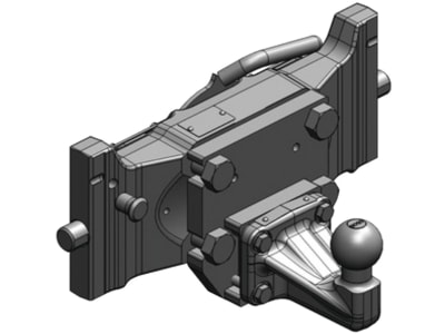 scharmüller Kugeleinsatz "ISO 50" mit Adapterplatte W390, 390/25/32 mm, schwarz, Traktor mit Anhängebock für PKW-Anhängekupplung, 07.7390.02-A02