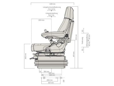 Grammer Traktorsitz "Maximo® XT Dynamic Plus", Niederfrequenzfederung, Stoff, anthrazit/silber