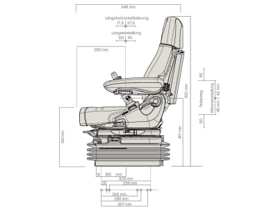 Grammer Traktorsitz "Maximo® Dynamic Plus", Niederfrequenzfederung, Stoff, anthrazit/silber