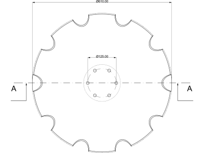 Eggenscheibe 620 x 6 mm, LK 125 mm, gewölbt, gezahnt, für Hosch Scheibenegge Joker Eggenscheibe 620 x 6 mm, LK 125 mm, gewölbt, gezahnt, für Hosch Scheibenegge Joker