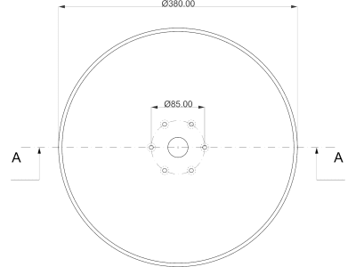 Sechscheibe 380 x 4 mm, LK 85 mm, ZB 32 mm, gerade, glatt, für Monosem