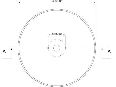 Sechscheibe 350 x 4 mm, LK 85 mm, ZB 32 mm, gerade, glatt, für Monosem