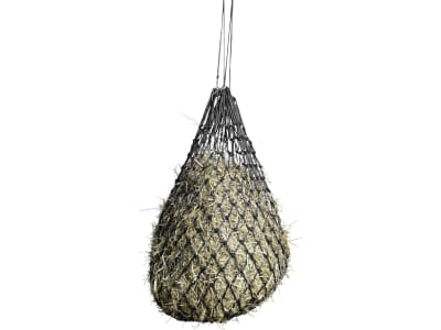 KERBL Heunetz schwarz für ca. 7 kg getrocknetes Heu, Maschenweite 50 x 50 mm, mit Aufhängeringen, 321284