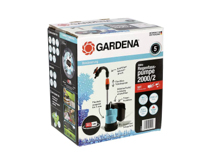 GARDENA Akku-Regenfasspumpe 2000/2 18V P4A Ready-To-Use Set Wasserpumpe, Tauchpumpe, Fasspumpe 14602-61