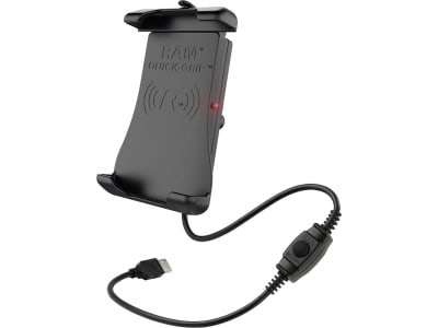 RAM® MOUNTS Handyhalter "Quick-Grip™" mit B-Kugel 25,4 mm/1", Induktiv-Ladefunktion, für Smartphones von 142,9 – 168,3 mm Höhe und 79,4 mm Breite, RAM-HOL-UN14WB