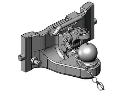 scharmüller Kugeleinsatz "K80®" mit Adapterplatte W390 zur Obenanhängung mit Weitwinkelgelenkwellenbetrieb, 390/25/32 mm, Fendt grau, für Traktor mit Anhängebock, 05.6390.64-A11