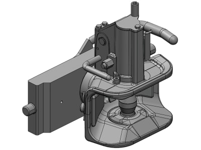 scharmüller Zugmaul Standard, automatisch mit Adapterplatte W355, 335/22/30 mm, Ø Bolzen 38 mm, Fendt grau; schwarz, für Traktor mit Anhängebock