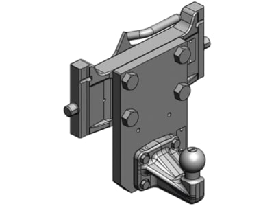 scharmüller Kugeleinsatz "ISO 50" mit Adapterplatte W335, Kuppelpunkt 10 cm tiefer, 335/22/30 mm, Fendt grau, Traktor mit Anhängebock für PKW-Anhängekupplung, 07.7335.05-A11