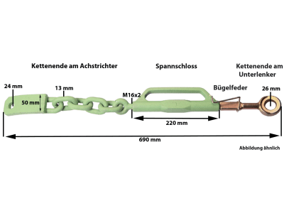 Spannkette Unterlenker, rechts für Deutz-Fahr D6807- D7807 + 07C-Serie