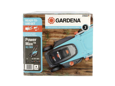 GARDENA Akku-Rasenmäher PowerMax 32/36V P4A Ready-To-Use Set inkl. Akkus  und Ladegerät 14621-20 günstig online kaufen | BayWa Shop