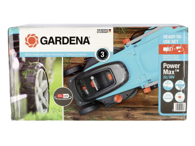 GARDENA Akku-Rasenmäher PowerMax 32/36V P4A Ready-To-Use Set inkl. Akkus  und Ladegerät 14621-20 günstig online kaufen | BayWa Shop