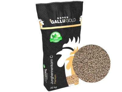 GALLUGOLD Junghennenkorn C Premium OG pelletiertes Alleinfuttermittel mit Kokzidiostatikum zur Aufzucht von Junghennen, Junghennenfutter Pellet 20 kg Sack