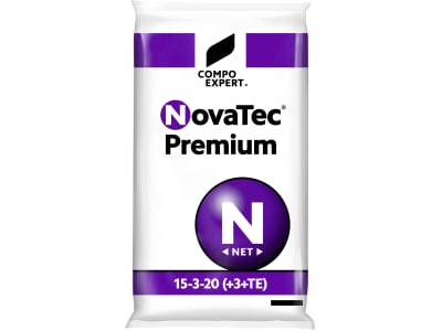 COMPO EXPERT NovaTec® premium NK-Dünger mit Magnesium und Schwefel N-K2O(+MgO+S) 15-20(+3+9) mit Nitrifikationshemmstoff 3,4-Dimethyl-1H-pyrazolphosphat (DMPP) mit Bor, Eisen, Zink. 25 kg Sack  Granulat