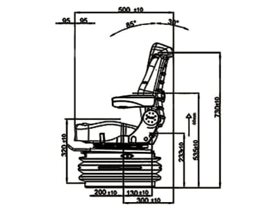 BLACK STAR Traktorsitz "BS 1512 A TT" mit Sitzkissentiefen- und -neigungseinstellung, Drehadapter  30° links/rechts, luftgefedert, Stoff Black Matrix, schwarz