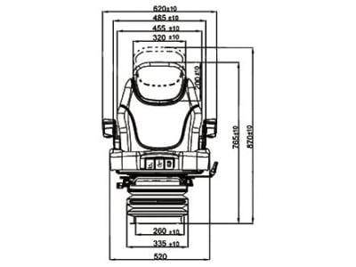 BLACK STAR Traktorsitz "BS 1512 A TT" mit Sitzkissentiefen- und -neigungseinstellung, Drehadapter  30° links/rechts, luftgefedert, Stoff Black Matrix, schwarz