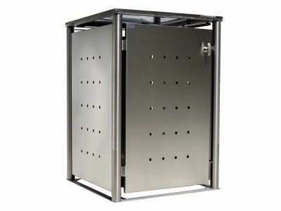 Indra 1er Mülltonnenbox Edelstahl mit Rundpfosten 240 Liter Mülltonnenverkleidung, Müllbox, Mülltonnenhaus Indra 1er Mülltonnenbox Edelstahl mit Rundpfosten 240 Liter Mülltonnenverkleidung, Müllbox, Mülltonnenhaus