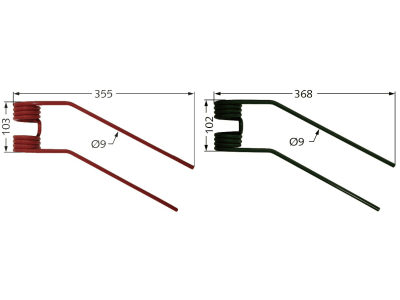 Kreiselheuerzinken links/rechts 368 x 102 x 9 mm für Fella Kreiselheuer TH 4, 4 DN, 4 S, 6, 330, 380, 380 D, 460, 460 D, 620, 670