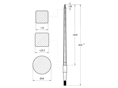 SHW Frontladerzinken 800 mm M 22 x 1,5 spitz, gerade für Fendt, Schäffer, 53100