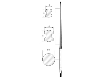 SHW Grossballenzinken 1.100 mm M 22 x 1,5, spitz, mit konischer Mutter