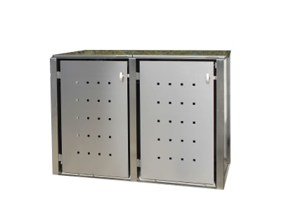 Indra 2er Mülltonnenbox Multimax Edelstahl 120 + 240 Liter mit Knebelgriff Indra 2er Mülltonnenbox Multimax Edelstahl 120 + 240 Liter mit Knebelgriff