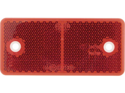 Hella® Rückstrahler rechteckig, rot, 94 x 44 x 6,5 mm, geschraubt; mit Bohrung, 8RA 003 326-001