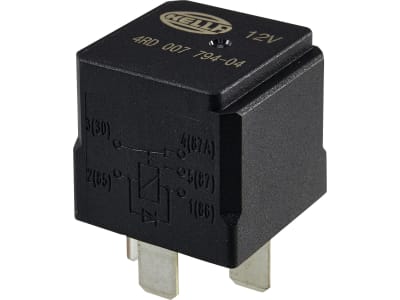 Hella® Relais 12 V, Öffner; Schließer; Wechsler, ohne Halter, 5-polig, Flachsteckanschluss, mit Diode, 4RD 007 794-041