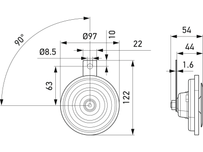 Hella® Signalhorn 12 V 66 W, Hochton, 3AL 002 952-811 Hella® Signalhorn 12 V 66 W, Hochton, 3AL 002 952-811