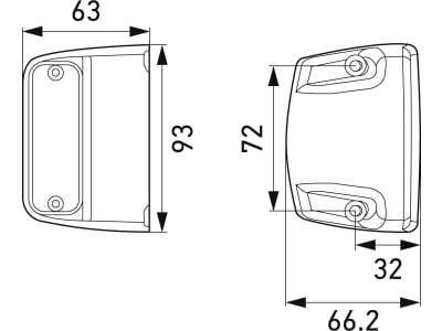 Hella® LED-Kennzeichenleuchte quadratisch, seitlich links/rechts, 93 x 66,2 x 63 mm, 12 V, 4 LEDs, 2KA 010 278-321 Hella® LED-Kennzeichenleuchte quadratisch, seitlich links/rechts, 93 x 66,2 x 63 mm, 12 V, 4 LEDs, 2KA 010 278-321