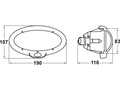 Hella® Arbeitsscheinwerfer "Oval 90 HB3", 12 V, für Nahfeldausleuchtung, Einbau; 4-Punkt-Befestigung, 1GB 996 186-061