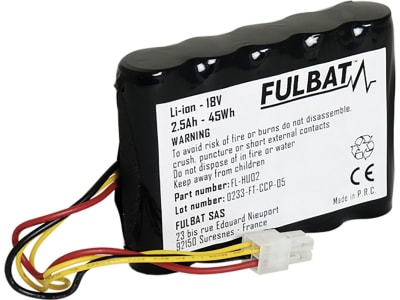 FULBAT® Ersatzakku "FL-HU02" 18 V/2,5 Ah für Mähroboter Gardena Sileno, Sileno+, Husqvarna Automower 310, 315, 315 X FULBAT® Ersatzakku "FL-HU02" 18 V/2,5 Ah für Mähroboter Gardena Sileno, Sileno+, Husqvarna Automower 310, 315, 315 X