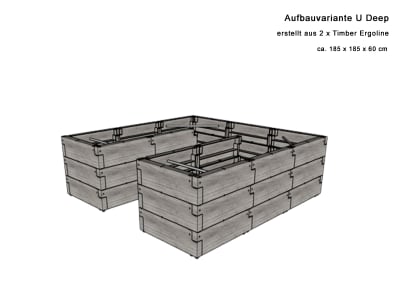 JUWEL Hochbeet Timber ERGOLINE nordic wood 125 x 40 x 185 cm Kunststoff mit hochwertiger Holzoptik
