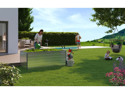 OKAY Aluminium Hochbeet 200 x 100 x 77 cm  natur Hochbeet Garten, Füllmenge 1.300 l