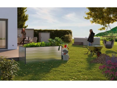  OKAY Aluminium Hochbeet 200 x 100 x 77 cm  natur Hochbeet Garten, Füllmenge 1.300 l