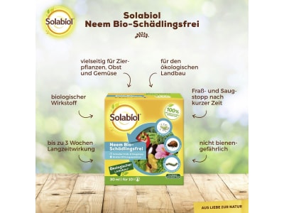 Solabiol Neem Bio-Schädlingsfrei 30 ml  biologische Schädlingsbekämpfung an Zierpflanzen, Kräutern, Kartoffeln und Gemüse 