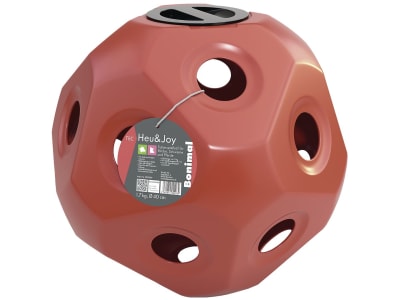 Bonimal TEC Futterspielball "Heu & Joy" rot, 19 Fressöffnungen á 60 mm für Rinder, Kälber, Fohlen, Ponys und Pferde im Stall, Paddock und auf der Weide, 3210386 