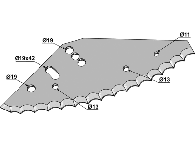 Industriehof® Messer 560 x 190 x 5 mm, halbrund, gezahnt, neue Ausführung, für Futtermischwagen Mayer Siloking, 70-271