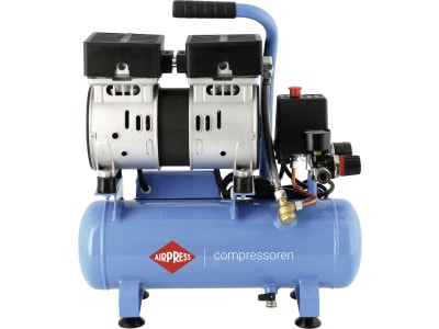 Airpress Kompressor "L 6-105 Silent" 6 l-Behälter, Abgabeleistung 48 l/min, Druck max. 8 bar, ölfrei, 36738 Airpress Kompressor "L 6-105 Silent" 6 l-Behälter, Abgabeleistung 48 l/min, Druck max. 8 bar, ölfrei, 36738