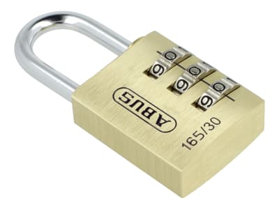 ABUS Zahlenschloss 165/30 Messing-Vorhängeschloss, Zahlencode, Kofferschloss / Spindschloss