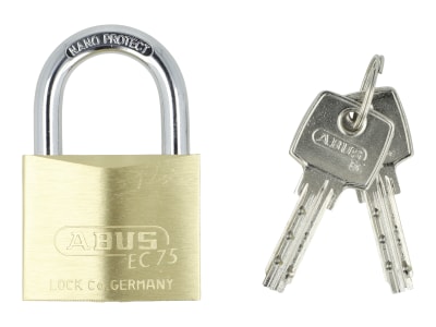 ABUS Vorhangschloss 75 75/40 Torschloss, Kellerschloss, wetterfest, Messingschloss, gehärteter Stahlbügel, ABUS-Sicherheitslevel 6
