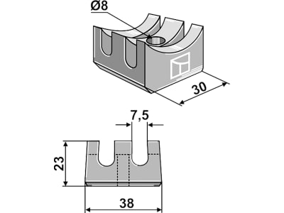 Industriehof® Zinkenhalter 38 x 30 x 23 mm für Einböck Striegelzinken 10.HS-E1 und 10.HS-E2, 10.ST-HH-5 Industriehof® Zinkenhalter 38 x 30 x 23 mm für Einböck Striegelzinken 10.HS-E1 und 10.HS-E2, 10.ST-HH-5