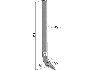 Industriehof® Hackscharstiel 375 x 30 x 10 mm, Arbeitswinkel 38 °, für Hackschar Einböck, Schmotzer, 1.10.1020