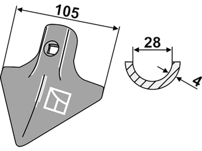Industriehof® Hackschar universal, Arbeitsbreite 105 mm, Arbeitswinkel 35 °, 1.KH1 Industriehof® Hackschar universal, Arbeitsbreite 105 mm, Arbeitswinkel 35 °, 1.KH1